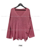 Elbow Damage V-neck Loose Fit Knitwear