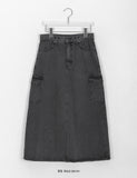 Mecol Denim Cargo Long Skirt