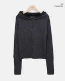 Elz Button Rib Hood Knit