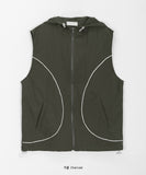 [unisex] Cusen line nylon hood vest