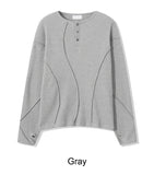 Tove Waffle Henley Neck Long Sleeve