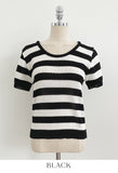 Heinley U-neck Stripe Short Sleeve Knit