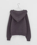 Runro Stripe Two-Way Hood Zip-Up Knit Cardigan