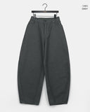 Cookie Stripe Cut Balloon Fit Wide Cotton Long Pants