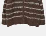 Boyu Stripe Zip-Up Mohair Knit Cardigan