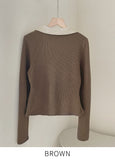 Antore Layered Collar Ribbed Cardigan Knit