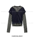 Or Stripe Layered SET - Short Sleeve, Hood