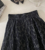 Collie Velvet Wrinkle Jacquard Flare Skirt