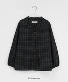 [BAONHAUS] Malbon Check Shirring Collar Blouse