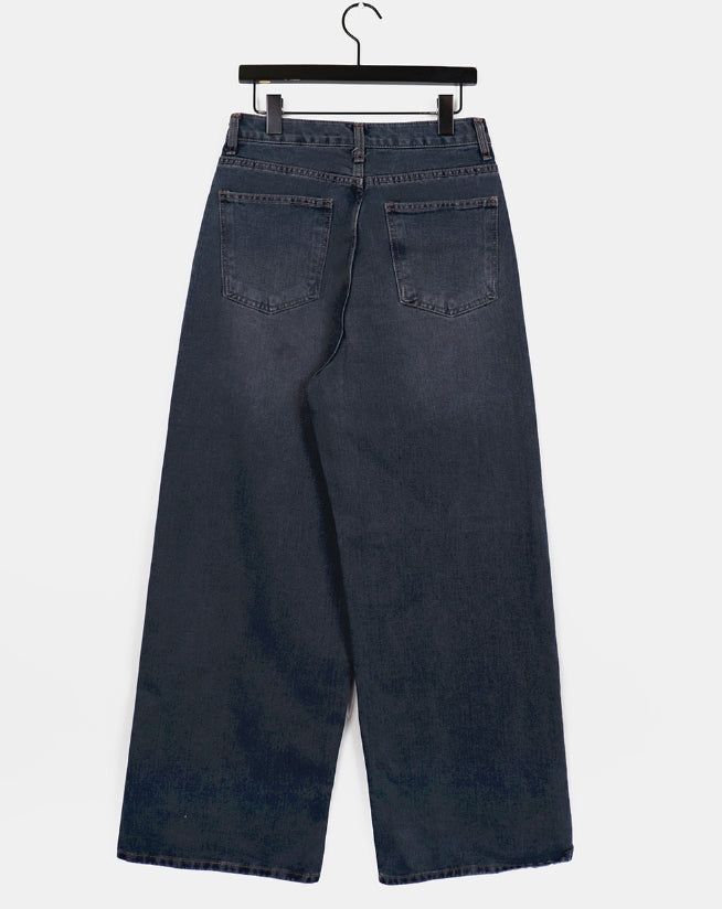 【WONDER WONDER】Vintage Washing Rivet Studded Wide Denim PT WONDER WONDER (ワンダーワンダー) - グトヴィンテージ