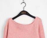 Nize Wool One Off Shoulder Cropped Long Sleeve Knit