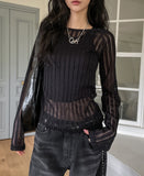 Cross Back Silt See-Through Knit
