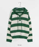 Corelli Button Stripe Hood Knit