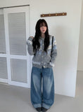 Andy Roll-Up Wide Washing Denim Pants