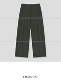 Solid one-tuck wide cotton pants