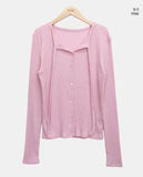 Bokan Strap Ribbed Knit Cardigan