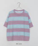 Monomo Linen Stripe Color Short Sleeve Knit