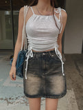 [U-DENIM/Special Product] Keto Washing Denim Mini Skirt
