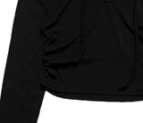 Niche Shirring Crop Hood Long Sleeve T-shirt