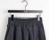 Dilkin Pintuck Raw Edge Denim Banding Long Wide Pants