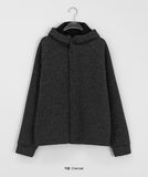 [unisex] Roeri High Neck Over Hood Ribbed Knit Cardigan