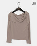 [MADE] Enze Vintage Antique Button Off Shoulder Long Sleeve T-Shirt