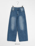 Selgu Washing Denim Wide Pants