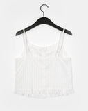 Hiyu pintuck frill lace ribbon strap sleeveless blouse