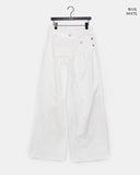 [Fake Layered SET] Chica Kitching Side Two-Button Pintuck Wrap Skirt Wide Long Pants