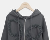 Binon Ribbon Frill Hood Zip-Up