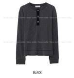 Esta Crop Waffle Henley Neck T-Shirt