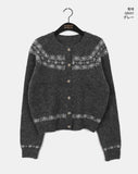 [wool5] Kotok Snowflake Winter Nordic Wool Knit Cardigan