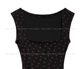 Cherry ribbed square crop top