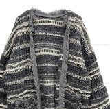 Here Bohemian fringe Tweed Cardigan
