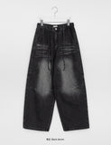 [unisex] Hiban Curved Denim Balloon Wide Pants