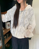 [MADE] Deki Flower Punching Long Sleeve Hooded Zip-up