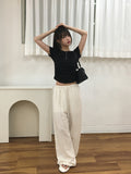 Ether Summer Linen Banding Wide Long Pants