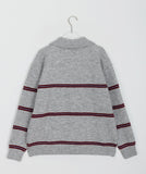 Mullin Stripe Half Zip-up Collar Knit