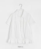 Seputte Shirring Frill Short Sleeve Blouse