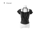 [Scarf set] Junku Lace Shirring Short Sleeve T-Shirt Set