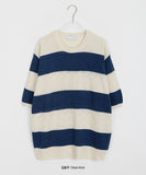 [unisex] Juta punching stripe over short sleeve knit