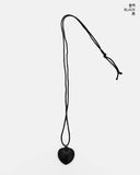 Carven Leather Heart Long Necklace