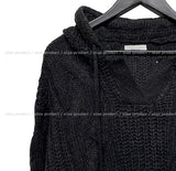 Mix cable crop hooded knit