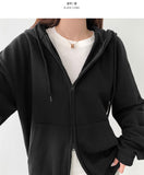 Pile Two-Way Plain Color Hood Zip-Up