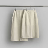 Back Zipper Slit H-line Long Skirt