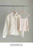 Shearling Frill Pearl Collar Blouse