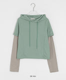 Kichiya Stripe Layered Crop Hoodie