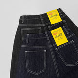 Raw Trendy Front Diagonal Cut Wide Fit Denim Pants
