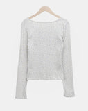 Rome Flower Ribbon V-Neck Long Sleeve T-Shirt