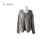 Hearts Cable Loose Fit Wool V-Neck Knit